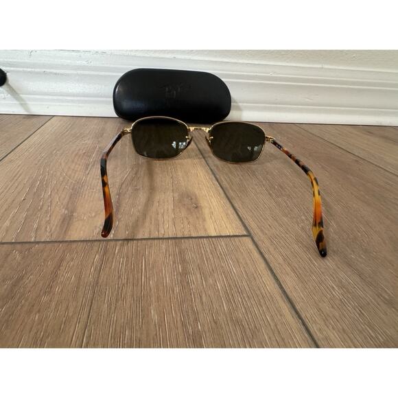 Vintage B&L Ray Ban Signet Rect. Sunglasses USA 80’s Gold Tortoise Green Glass - Picture 3 of 16